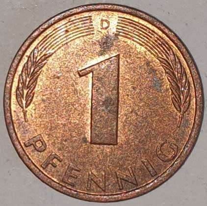 1991 D - 1 PFENNIG - ONE PFENNIG - GERMANY - FEDERAL REPUBLIC - (Copper Plated Steel)